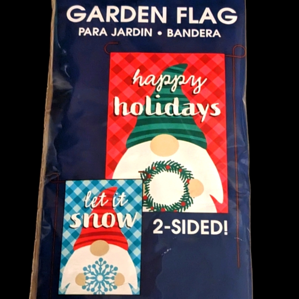 Wincraft 2 Sided Garden Gnome Small Winter Yard Flag Let it Snow Happy H…